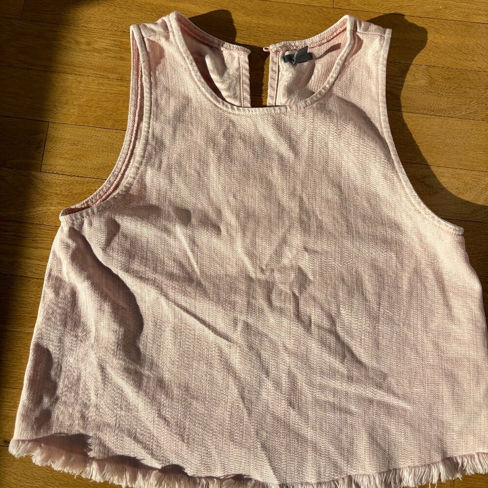 Aerie Pink Tank with Fraying